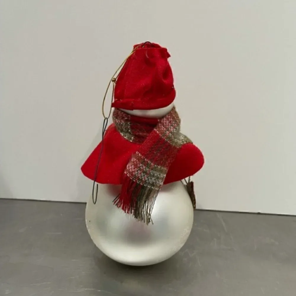 Mistletoe Magic Snowman Christmas Ornament Santa's Best Hand Blown Glass